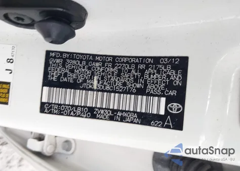 2012 Toyota Prius Four z USA, uszkodzony, nr VIN JTDKN3DU8C1527176